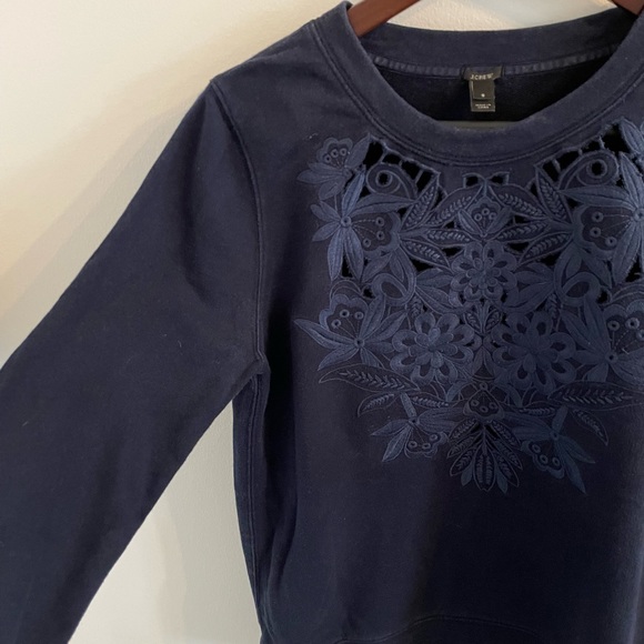 J Crew Embroidered Navy Sweatshirt | S - Picture 4 of 7
